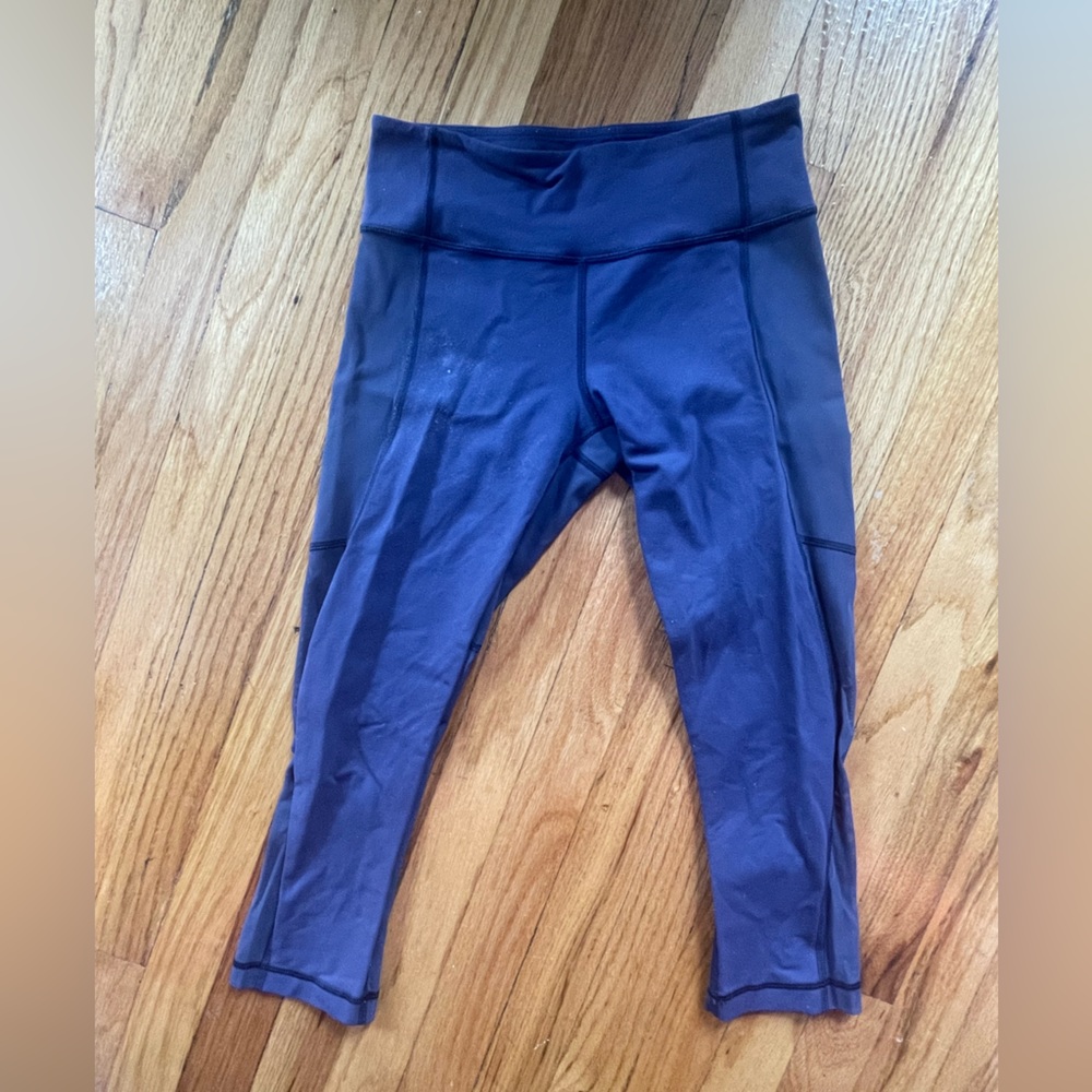 Navy Lululemon Capri Leggings with Mesh